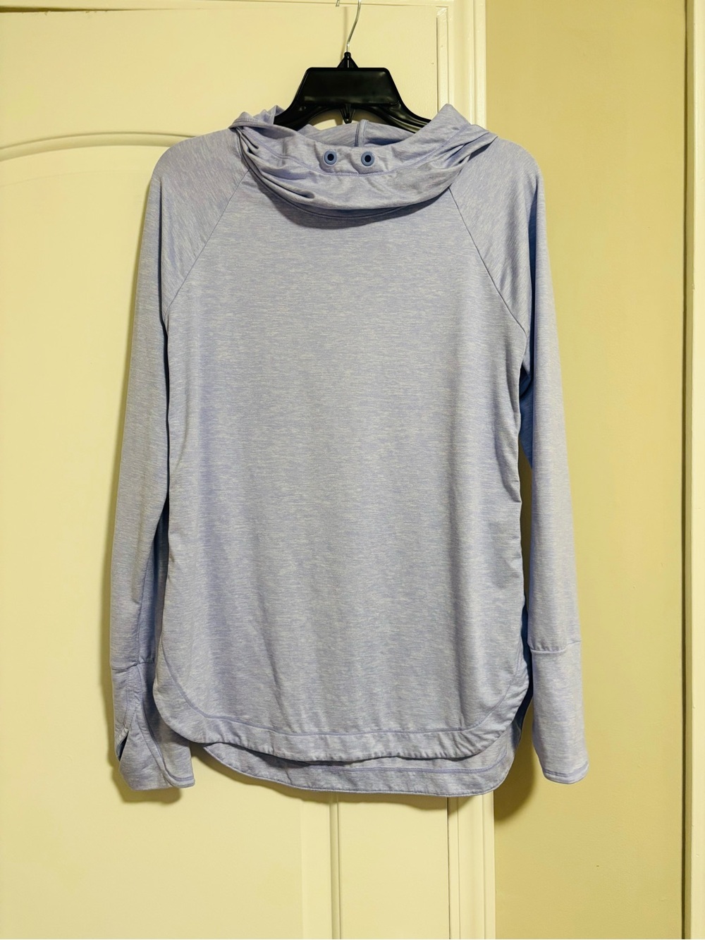 ATHLETA, Light Blue Women's Hooded Long-Sleeve Top, Size Medium